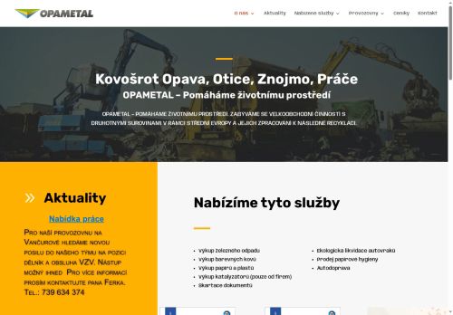 OPAMETAL s.r.o. nabízí práci na pozici Řidič, strojník  m/ž v obci Znojmo