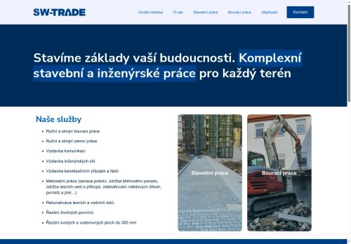 Webové stránky SW - TRADE s.r.o., Vyškov