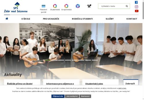 Webové stránky Střední průmyslová škola Žďár nad Sázavou, Žďár nad Sázavou