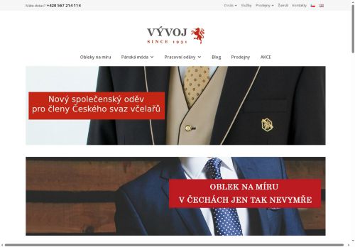 Webové stránky VÝVOJ, oděvní družstvo v Třešti, Třešť