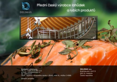 Webové stránky DELIMAX a.s., Hodonín