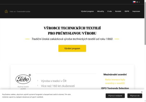 Webové stránky TEBO, a.s., Nová Včelnice