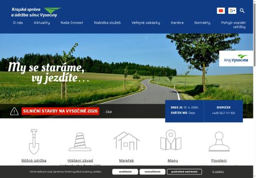 Webové stránky Krajská správa a údržba silnic Vysočiny, příspěvková organizace, Třebíč