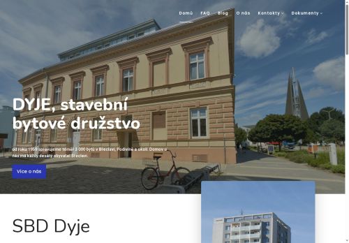 Webové stránky DYJE, stavební bytové družstvo, Břeclav