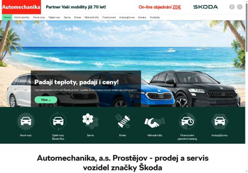 Webové stránky Automechanika, a.s., Prostějov