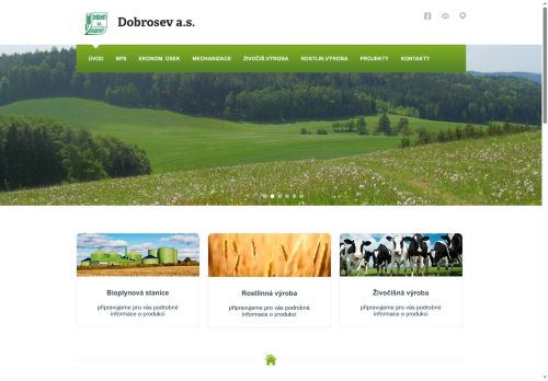 Webové stránky Dobrosev, a.s., Dobronín