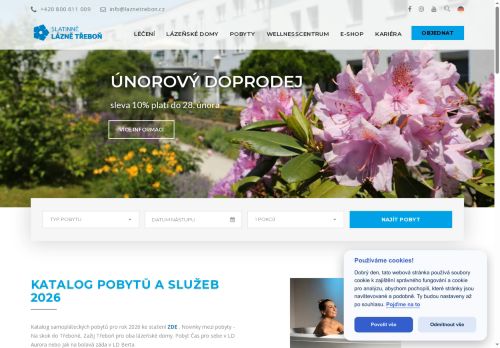 Webové stránky Slatinné lázně Třeboň s.r.o., Třeboň