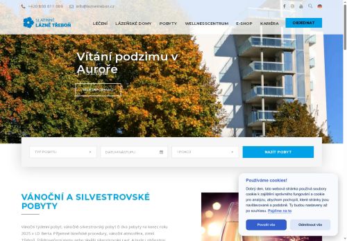 Webové stránky Slatinné lázně Třeboň s.r.o., Třeboň