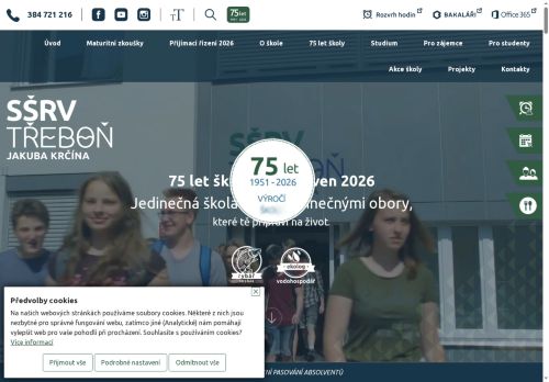 Webové stránky Střední škola rybářská a vodohospodářská Jakuba Krčína, Třeboň, Táboritská 688, Třeboň