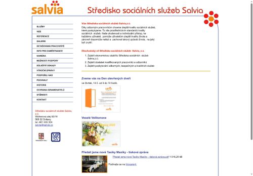 Webové stránky Středisko sociálních služeb Salvia, z.ú., Vranová Lhota