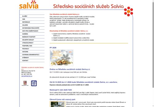 Webové stránky Středisko sociálních služeb Salvia, z.ú., Svitavy