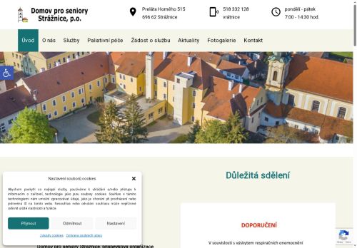 Webové stránky Domov pro seniory Strážnice, příspěvková organizace, Strážnice