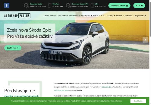 Webové stránky AUTOSHOP PAULUS, spol. s r.o., Kroměříž