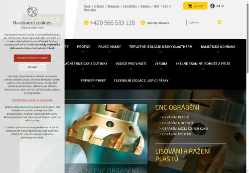 Webové stránky LABARA s.r.o., Velká Bíteš
