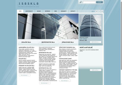 Webové stránky ISOSKLO, spol. s r.o., Jindřichův Hradec