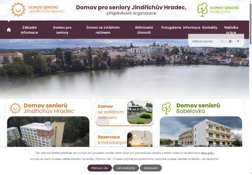 Webové stránky Domov pro seniory Jindřichův Hradec, příspěvková organizace, Jindřichův Hradec