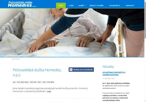 Webové stránky Pečovatelská služba Homediss, o.p.s., Hodonín