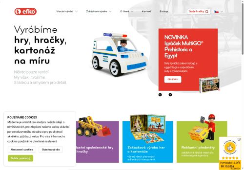 Webové stránky EFKO - karton, s.r.o., Nové Veselí