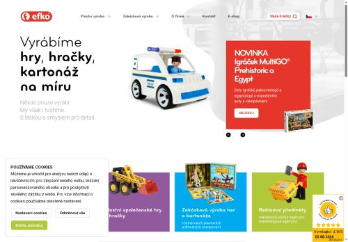 Webové stránky EFKO - karton, s.r.o., Nové Veselí