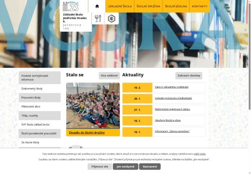 Webové stránky Základní škola Jindřichův Hradec II, Janderova 160, Jindřichův Hradec