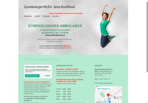 Zobrazit webové stránky Gynekologie a porodnictví - MUDr. Jana Kouřilová