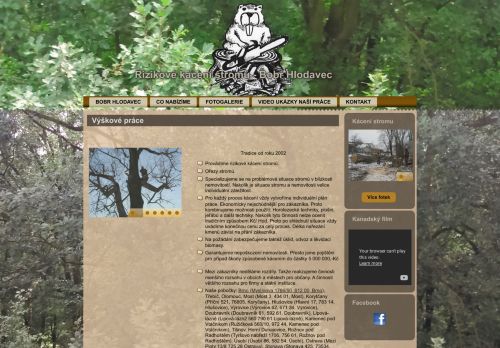 Zobrazit webové stránky Rizikové kácení stromů Bobr Hlodavec