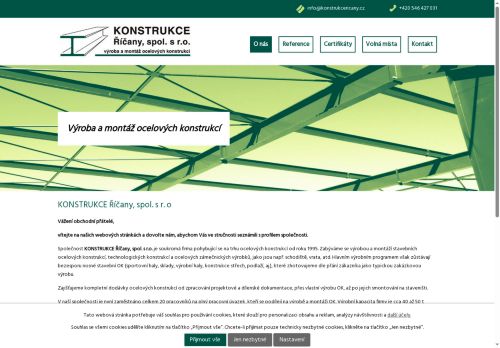 KONSTRUKCE Říčany, spol. s r.o. nabízí práci na pozici Zámečník, svářeč v obci Říčany