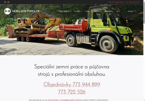 Zobrazit webové stránky Malostroje.cz - Zemní práce minibagrem, terénní autodoprava Brno-Žebětín