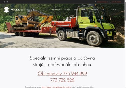 Zobrazit webové stránky Malostroje.cz - Zemní práce minibagrem, terénní autodoprava Brno-Žebětín
