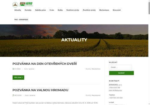 BONAGRO, a.s. nabízí práci na pozici Traktorista – mechanizované práce v živočišné výrobě, stájník, ošetřovatel skotu (m/ž) v obci Šlapanice