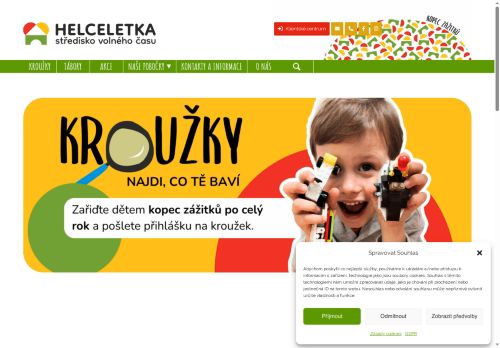 Webové stránky Helceletka – středisko volného času Brno, příspěvková organizace, Veverská Bítýška