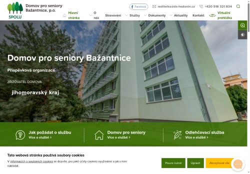 Webové stránky Domov pro seniory Bažantnice, příspěvková organizace, Hodonín