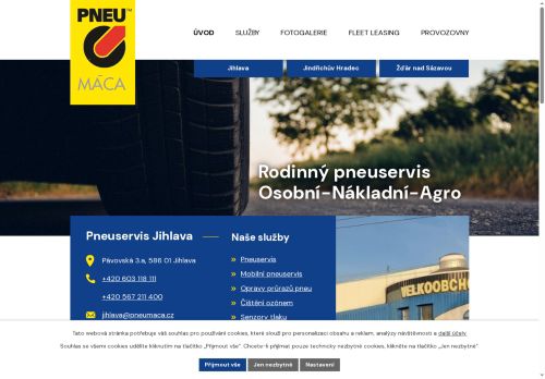 Webové stránky Velkoobchod pneu Vladimír Máca s.r.o., Žďár nad Sázavou