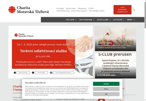 Webové stránky Charita Moravská Třebová, Moravská Třebová