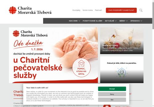 Webové stránky Charita Moravská Třebová, Moravská Třebová