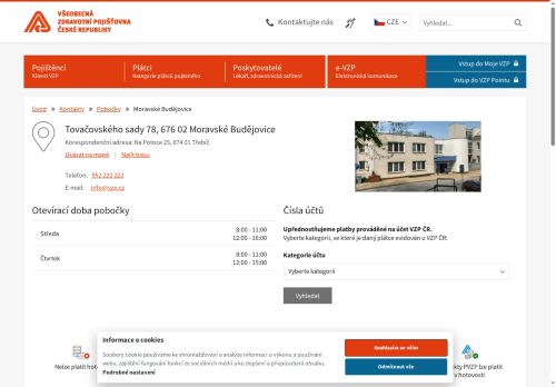 Zobrazit webové stránky VZP Moravské Budějovice