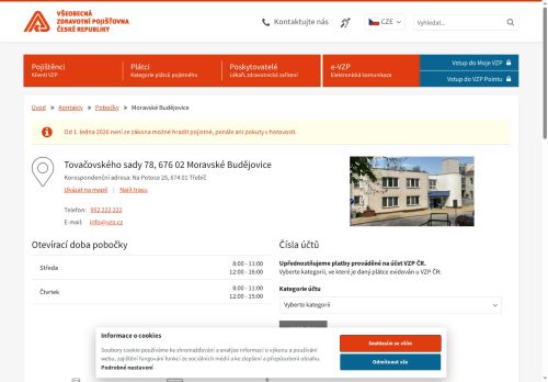 Zobrazit webové stránky VZP Moravské Budějovice