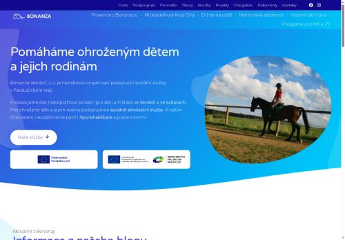 Webové stránky Bonanza Vendolí, z.ú., Svitavy