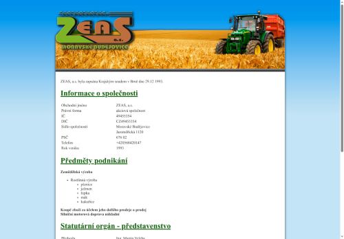 Zobrazit webové stránky ZEAS, a.s.