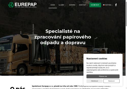 Webové stránky Eurepap s.r.o., Svitavy