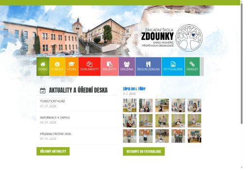 Webové stránky Základní škola Zdounky, okres Kroměříž, příspěvková organizace, Zdounky
