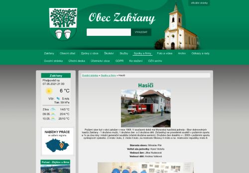 Zobrazit webové stránky Sbor dobrovolných hasičů Zakřany