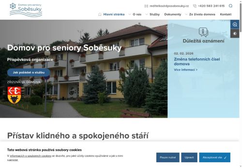 Webové stránky Domov pro seniory Soběsuky, příspěvková organizace, Plumlov