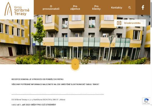 Webové stránky DS Stříbrné Terasy o.p.s., Jihlava