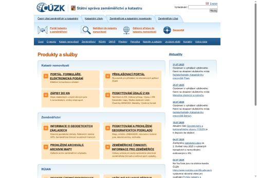 Webové stránky ZEMĚMĚŘICKÝ ÚŘAD, Sedlčany