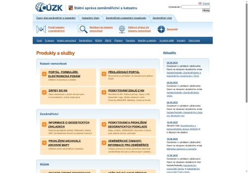 Webové stránky ZEMĚMĚŘICKÝ ÚŘAD, Sedlčany