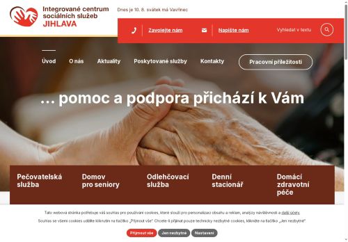 Webové stránky Integrované centrum sociálních služeb Jihlava, příspěvková organizace, Jihlava