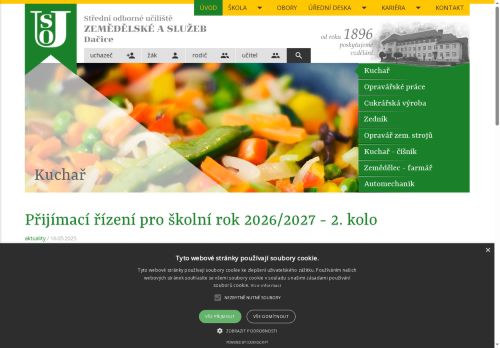 Webové stránky Střední odborné učiliště zemědělské a služeb, Dačice, nám. Republiky 86, Dačice