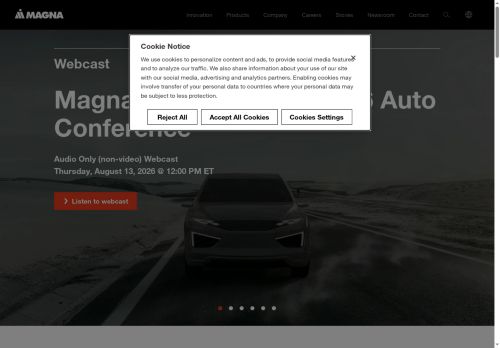 Webové stránky Magna Automotive (CZ) s.r.o., Plzeň