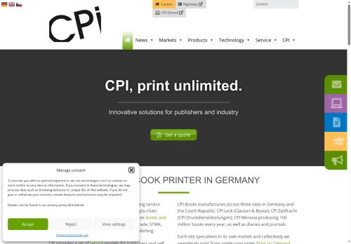 CPI Moravia Books s.r.o. nabízí práci na pozici Obsluha strojů na výrobu a zpracování výrobků z papíru (m/ž) v obci Pohořelice